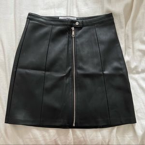 Mango Faux Leather Mini Skirt with Silver Zipper